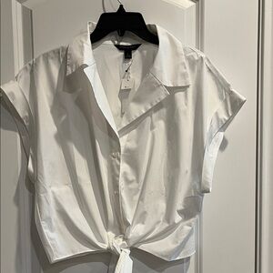 Banana Republic White Tie-Front Blouse